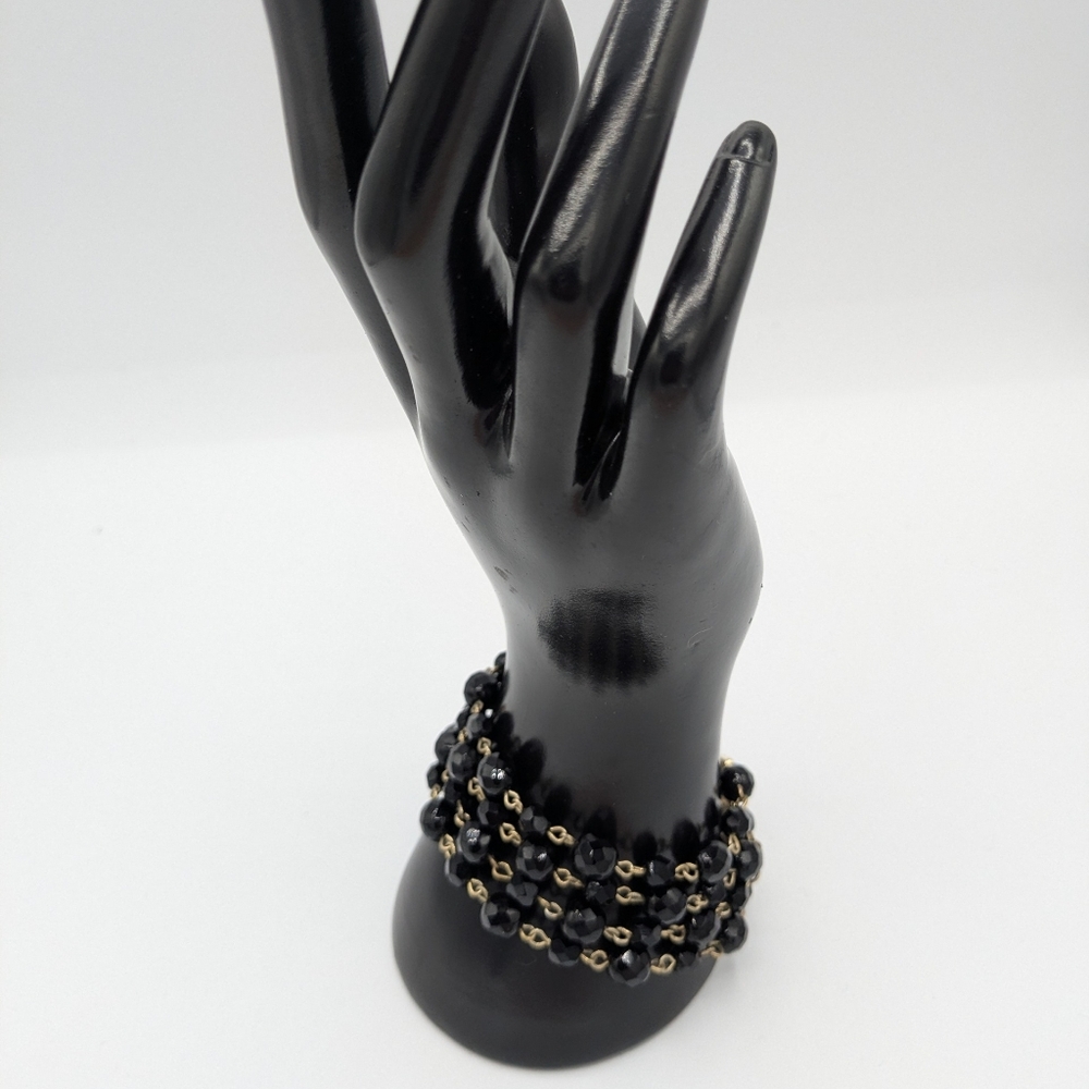 Elegant Black and Gold Beaded Bracelet